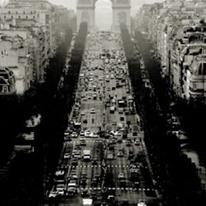 Champs-Élysées. 2013 by Andreas H. Bitesnich, black and white city view