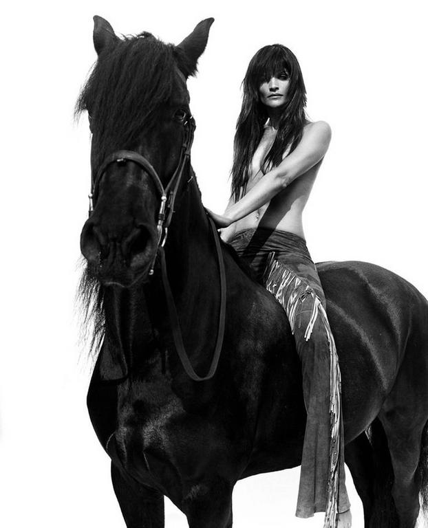 Helena Christensen on Horse
