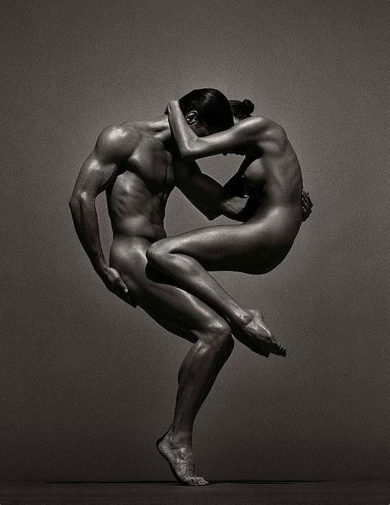 Sina & Anthony by Andreas H. Bitesnich, two nude models joined in acrobatic pose