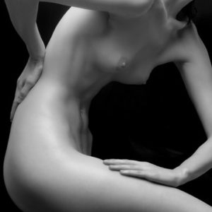 Laura's Arm. 2009 by Sylvie Blum, closeup of models torso bending together