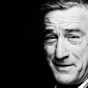 Robert De Niro, Close Up by Nigel Parry, black and white portrait of the actor
