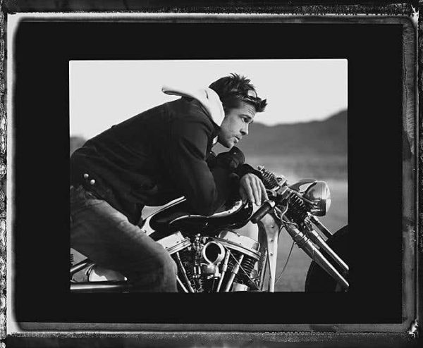 Brad Pitt Motorcycle 2005 by Timothy White, the actor on a motorbike