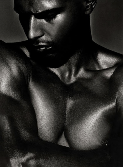 Damien, London by Andreas H. Bitesnich, closeup of males models nude chest