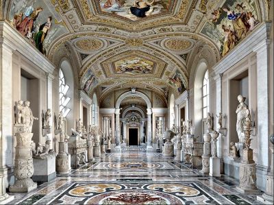 Galerie dei Calabri by Massimo Listri, baroque hall with marble statues