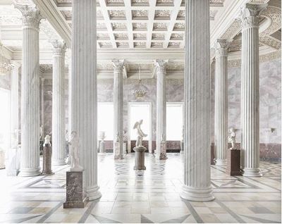 Hermitage II by Massimo listri, white marble porticao with marble statues