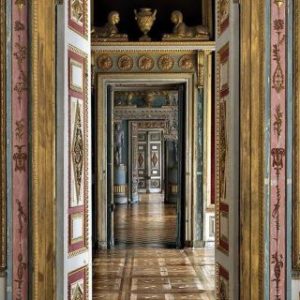Ostankino palace by Massimo Listri, baroque enfilade in gold pink greena and blue
