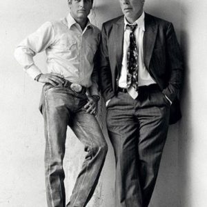 Paul Newman & Lee Marvin by Terry O'Neill, the two actor in hats leaning on a wall
