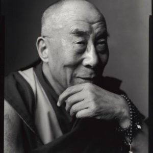 Dalai Lama black and white portrait of the