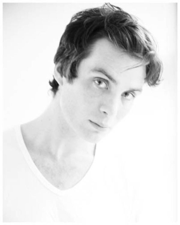 Cillian Murphy by Alison Jackson, black and white portrait of a lookalike of the actor in a white shirt