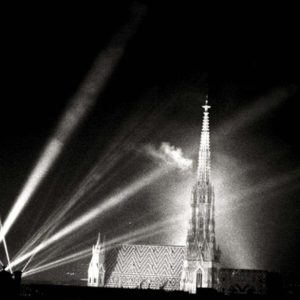 Stephansdom, Vienna by Andreas H. Bitesnich, the gothic church at night with bright lights