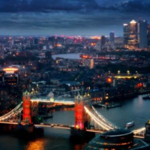 This is London by David Drebin, the citiy with the themese and tower bridge at night