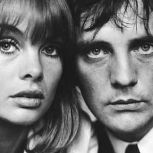 Jean Shrimpton & Terence Stamp by Terry O'Neill, closeup portrait of the model and the actor