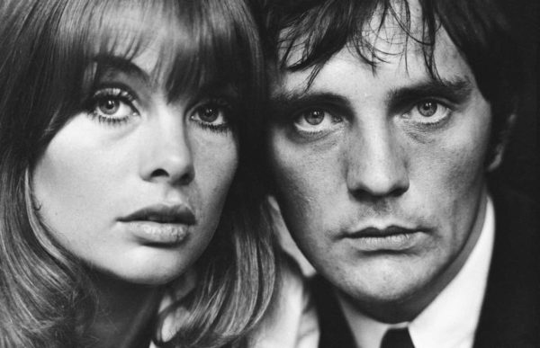 Jean Shrimpton & Terence Stamp by Terry O'Neill, closeup portrait of the model and the actor