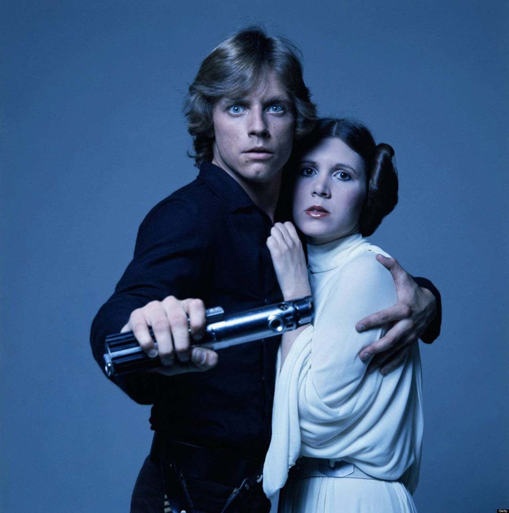 Luke and Leia by Terry O'Neill, Carrie Frances Fisher and Mark Hamill in their star wars costumes