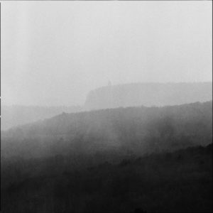 Grey Mountains by Nigel Parry from the Landscapes Series, hills with forrest in the mist in black and white