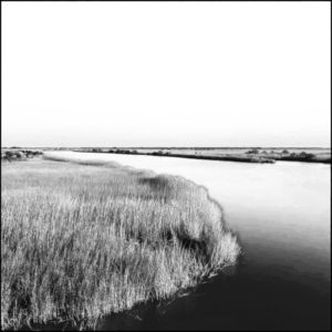 Santee by Nigel Parry from the Landscapes Series, grass and lake in black and white