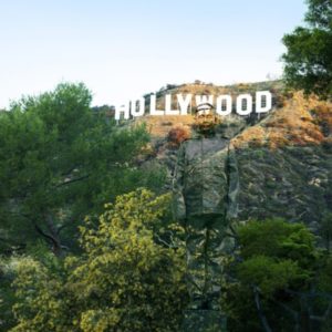 Hiding in California by Liu Bolin, hollywood hills, in front of the hollywood sign