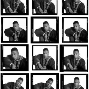 Jay Z II by Timothy White, contact sheet of black and white portraits of the rapper with big gold chain