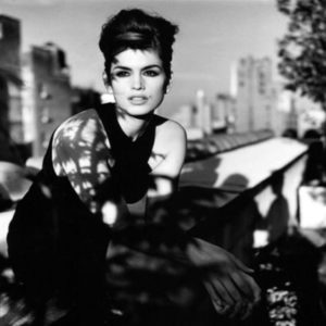 Cindy Crawford New York by Arthur Elgort, the model in black dress and gloves