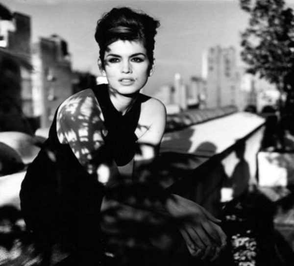 Cindy Crawford New York by Arthur Elgort, the model in black dress and gloves