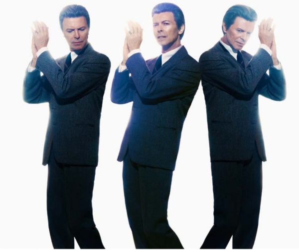 David Bowie Rhythm Roulette by Markus Klinko, the singer in three versions dancing in black suit