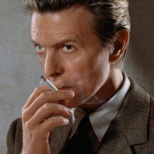 David Bowie Smoking by Markus Klinko, Platinum Collection, portrait of the singer with cigarette, color