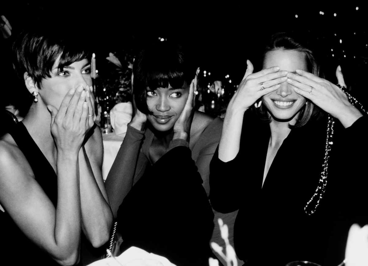 Fine Art Classic by Roxanne Lowit, Three Supermodels Linda Evangelista, Noami Campbell and Christy Turlington, black-and-white print