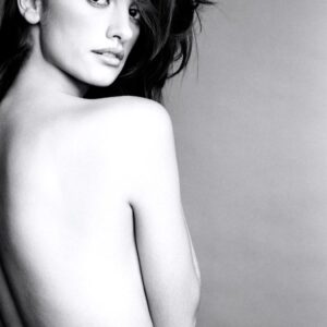 Penelope Cruz 1998 by Antoine Verglas, nude black and white portrait of the famous actress