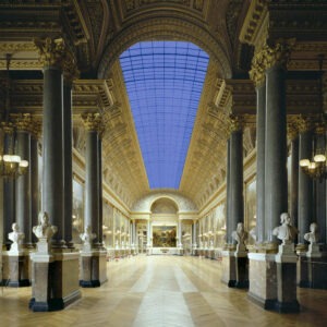 Massimo Listri, Versailles I Francia 2003, interior view of the palace with marble busts and skylight