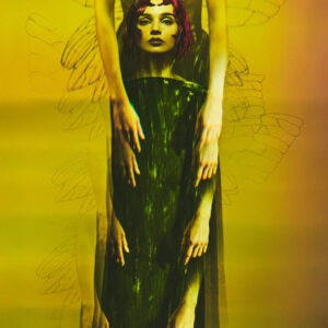 Kristian Schuller, Grazia, 2023, abstract manipulated/experimental photography green yellow fairy wings