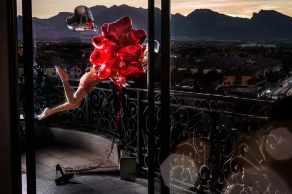 drebin love hangover hearts balloons red nude model heels balcony