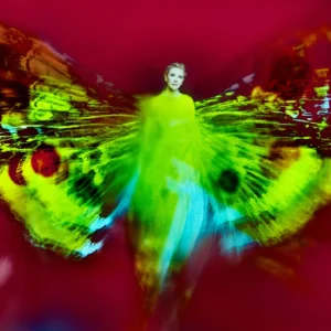 Schuller Cate Blanchett I, Butterfly, surrealist wings portrait colors red green light