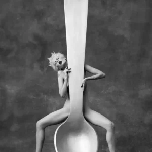 Watson Carmen with a Spoon NYC 1996 nude model with giant spoon lavazza