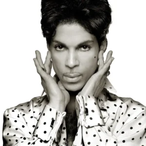 Albert Watson, Portrait of Prince in polkadot blouse, popstar