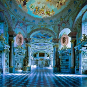 massimo listri, library, interior, color, turquoise, baroque