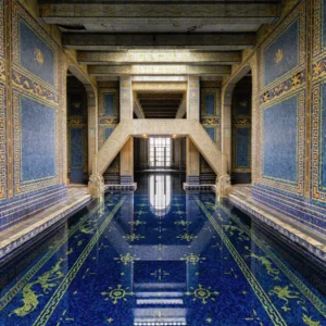 Listri_Hearst Castle PISCINA COPERTA opera blue gold interior arab pool