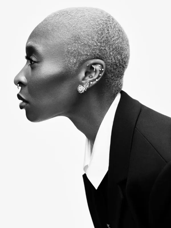 Mark Seliger, Synthia Erivo, Side Profile Portrait, black and white