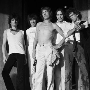 Arthur Elgort, The Rolling Stones, Rolling Stones Long View Farm Massachusetts 1981, The Rolling Stones Massachusetts, Long View Farm, Long View Farm North Brookfield Massachusetts, Mick Jagger, Keith Richards, Ronnie Wood, Charlie Watts, Bill Wyman, rock photography, music photography, band portrait, celebrity photography, black and white photography, monochrome photography, silver gelatin print, silver gelatine print, fine art photography, collectible photography, limited edition print, museum quality photography, fine art print, rock and roll photography, iconic music photography, backstage photography, candid photography, documentary photography, music history photography, 1980s music, 1981 photography, rock legends, classic rock photography, concert history, Tattoo You era, American Tour 1981, rehearsal photography, behind the scenes music, celebrity portrait photography, vintage music photography, cultural icon photography, artistic documentary photography, photography collectors, music collectors, timeless photography, Arthur Elgort celebrity series, PREISS FINE ARTS, rock and roll history, legendary musicians, black and white fine art