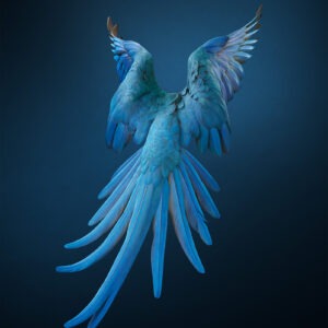 Tim Flach, Spix’s Macaw, Spixs Macaw, Spix Macaw, Spix’s Macaw Rearview, Spix’s Macaw Unextinct, Unextinct 2022, Endangered series, Tim Flach Endangered, endangered species photography, wildlife photography, conservation photography, fine art photography, contemporary photography, animal portrait photography, bird photography, parrot photography, blue macaw, rare bird photography, endangered bird, endangered parrot, Cyanopsitta spixii, extinct in the wild, species reintroduction, wildlife conservation, Brazil wildlife, Caatinga Brazil, conservation art, nature photography, luxury art collecting, limited edition print, collectible photography, contemporary wildlife art, Preiss Fine Arts